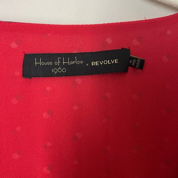 House of Harlow 1960 x Revolve sz. XS Vera Polka Dot Print Jumpsuit Red - Picture 7 of 12